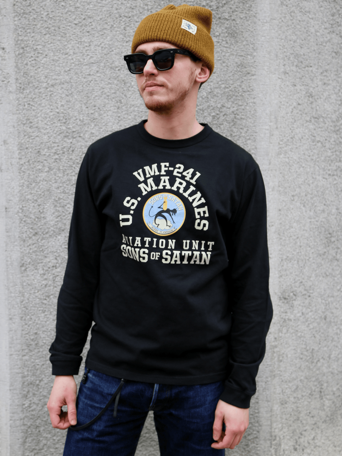 Buzz Rickson's LS T-Shirt VMF-241 Sons Of Satan – Black (BR69627)