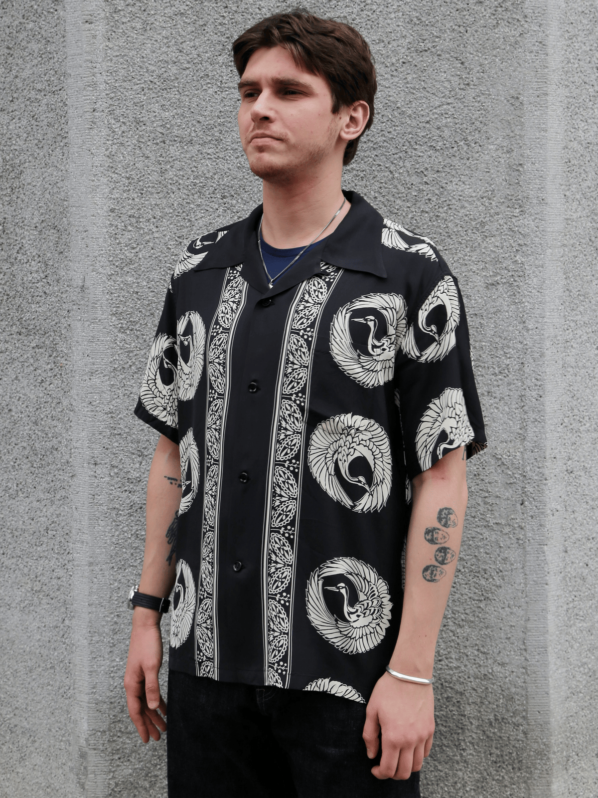 Sun Surf ‘Oriental Border’ Rayon Hawaiian Shirt – Black (SS39629-119)