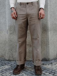 Hansen Garments KELD Straight Cut Trousers – Beige Herringbone Pin (31-57-5)