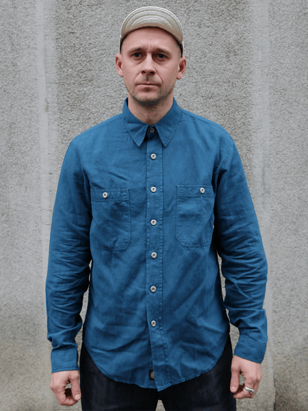 Indigofera McAllen Mill Scale Canvas Shirt – Ocean Blue (6346-537-43)