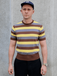 Bryceland's Skipper Tee Stripe – Beige/Brown/Grey