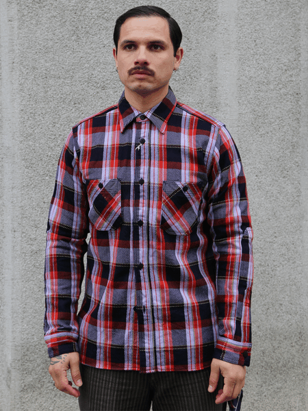 Samurai Jeans Heavyweight Flannel Shirt – Purple (SIN25-01W)