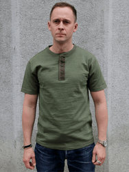 Buzz Ricksons Slub Yarn Henley Neck T-Shirt – Olive (BR79192)