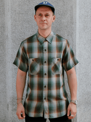 Sugar Cane Rayon Twill Check SS Work Shirt – Green (SC39726)