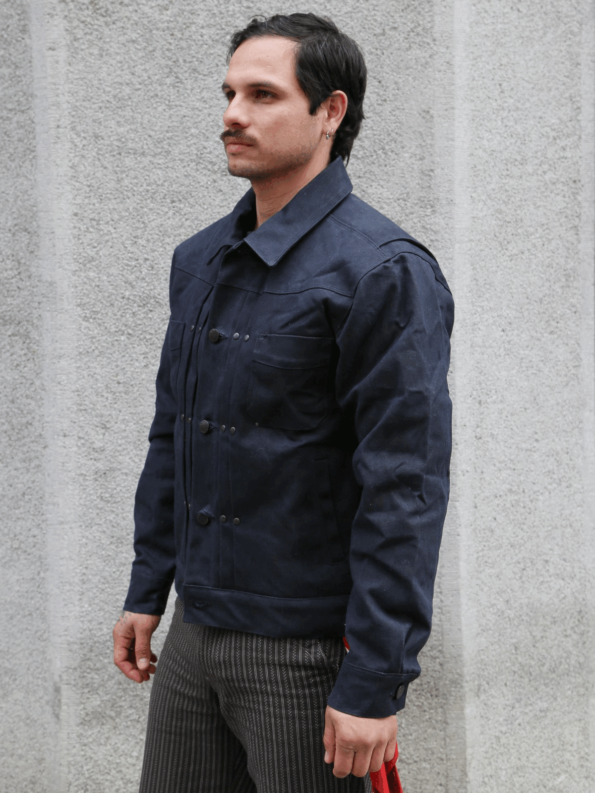 Freenote Cloth Riders Jacket – Waxed Canvas Black Alpaca Interior (M3234302-BLA)