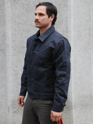 Freenote Cloth Riders Jacket – Waxed Canvas Black Alpaca Interior (M3234302-BLA)