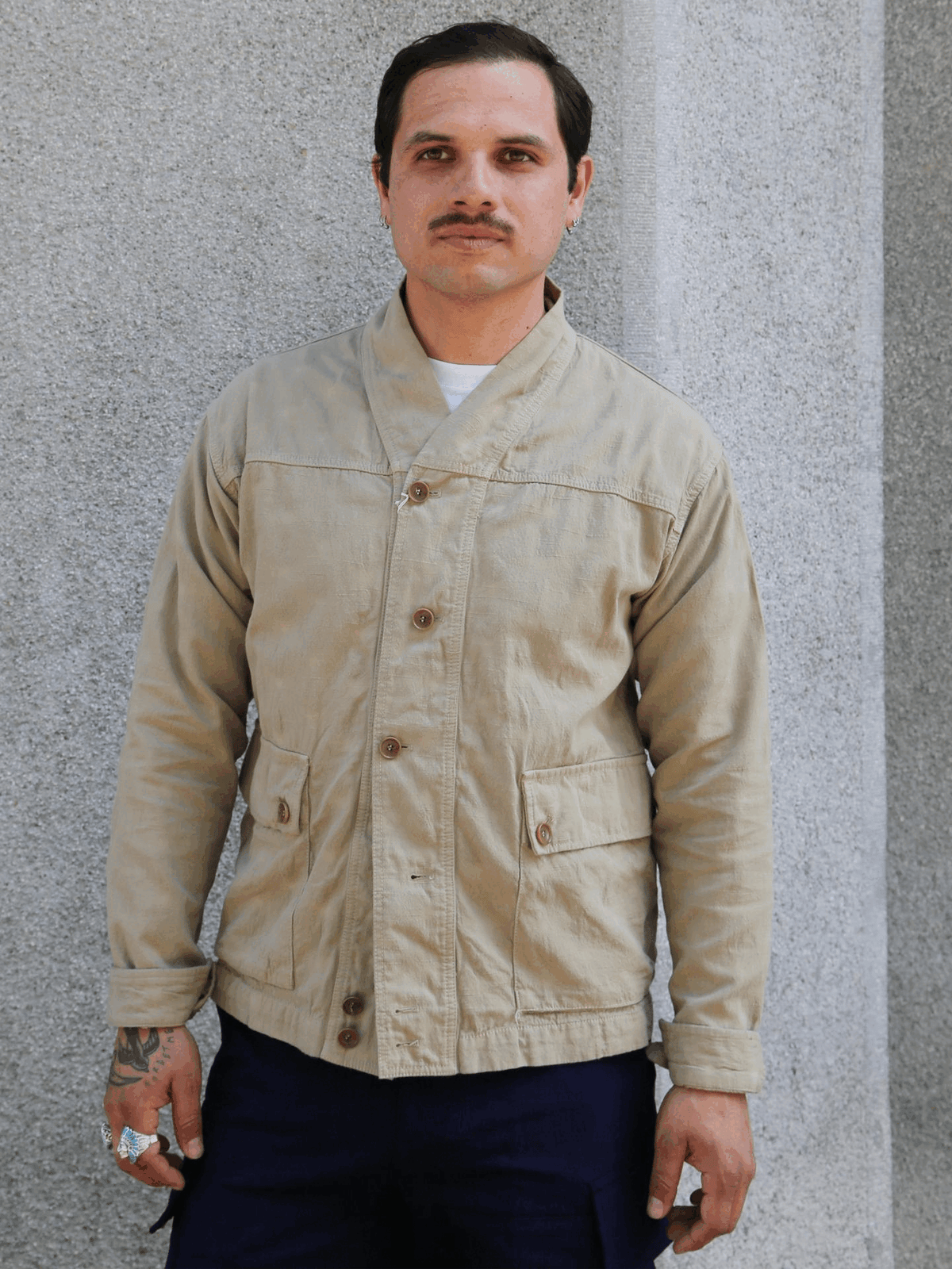 Samurai Jeans Tropical Weather Dobby Cardigan – Beige (SJCDJ25-AT)