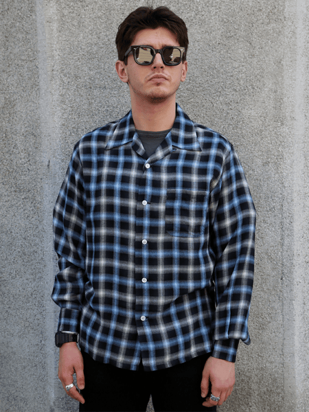 Sugar Cane Rayon Ombre Check Open Shirt – Blue (SC29683-125)