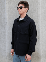 Fleurs de Bagne La Chemise Cargo “Seersucker” – Black (A-08037)