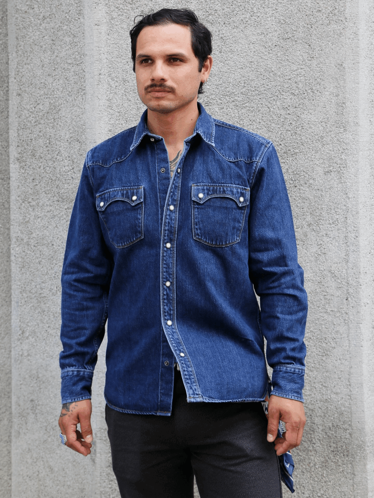 Freenote Cloth Modern Western Shirt 11oz Denim – Stone Wash (M0002218-STW)