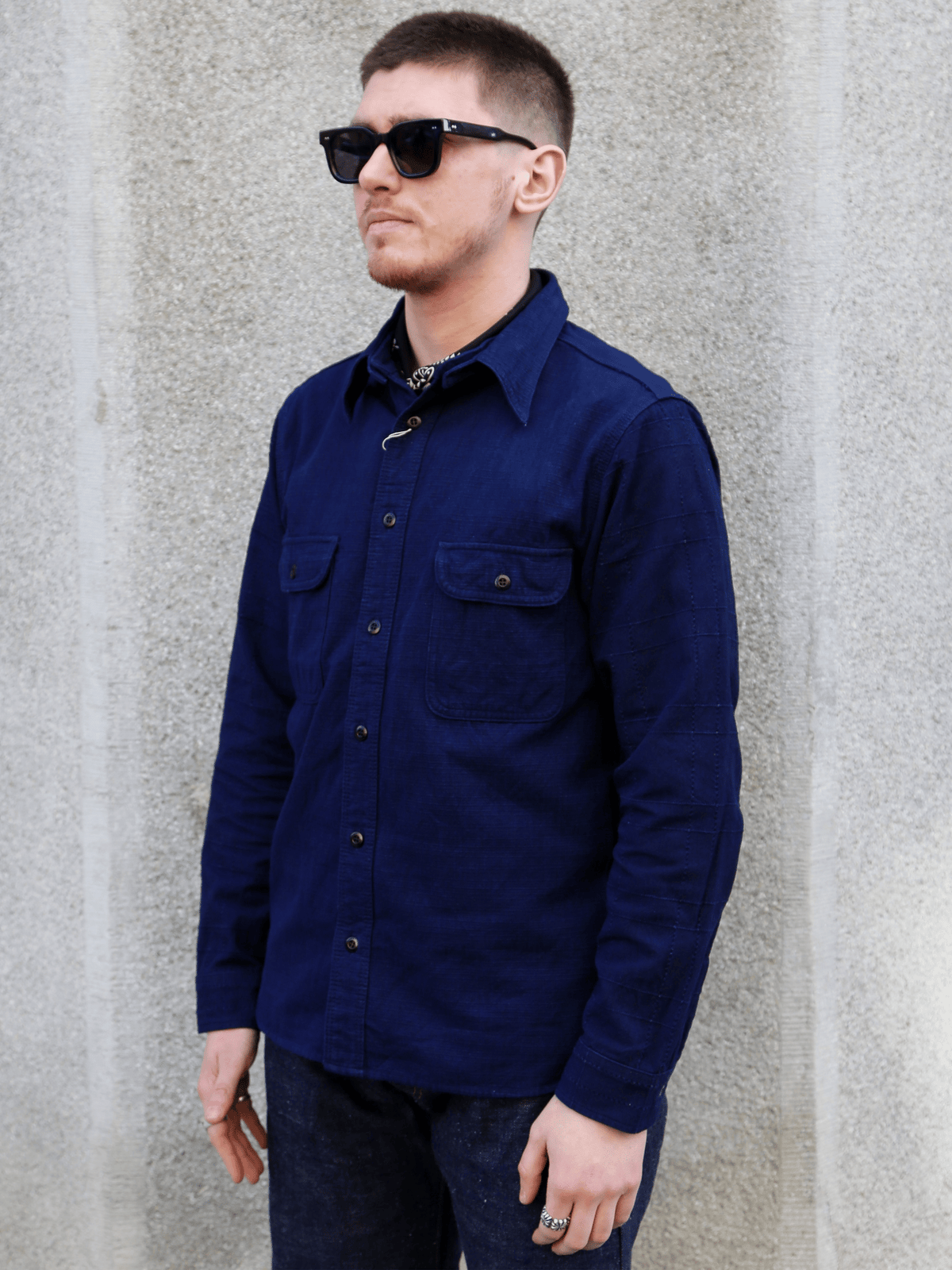 Samurai Jeans Detachable Collar Combo Shirt – Indigo (SSS25-YRCW)
