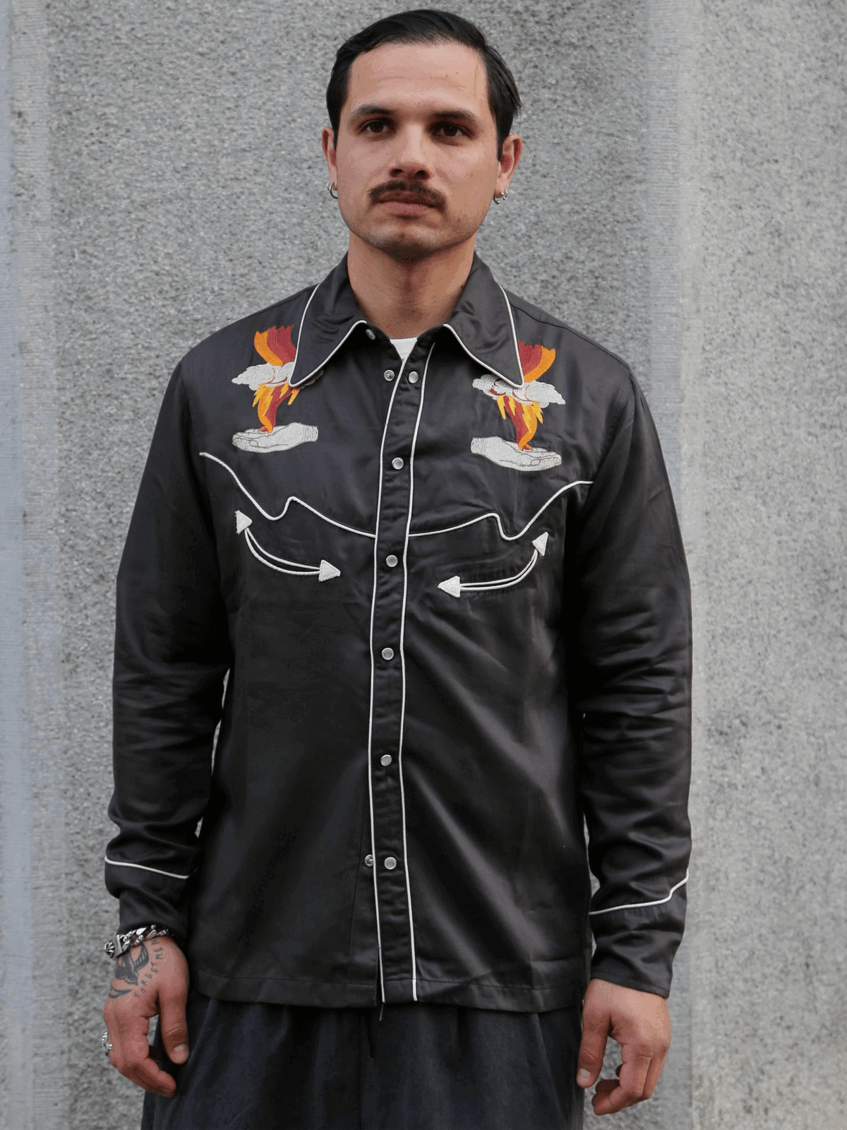 Nudie Jeans Gonzo Western Shirt Sunburns – Black/Brown (140906)