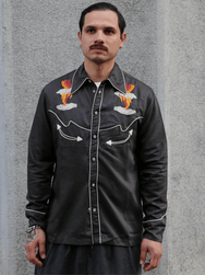 Nudie Jeans Gonzo Western Shirt Sunburns – Black/Brown (140906)