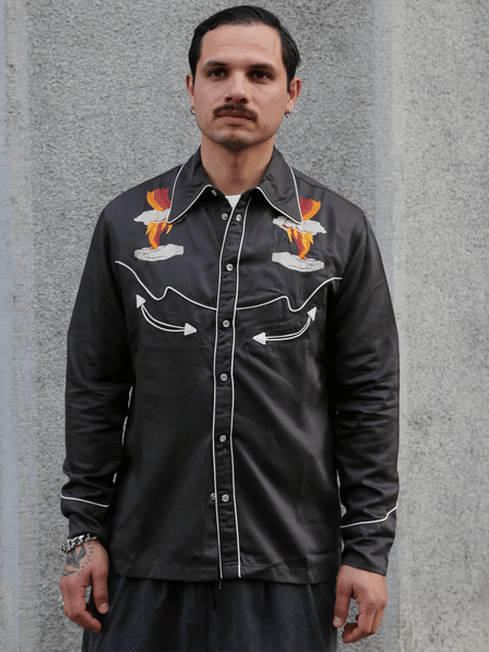 Nudie Jeans Gonzo Western Shirt Sunburns – Black/Brown (140906)