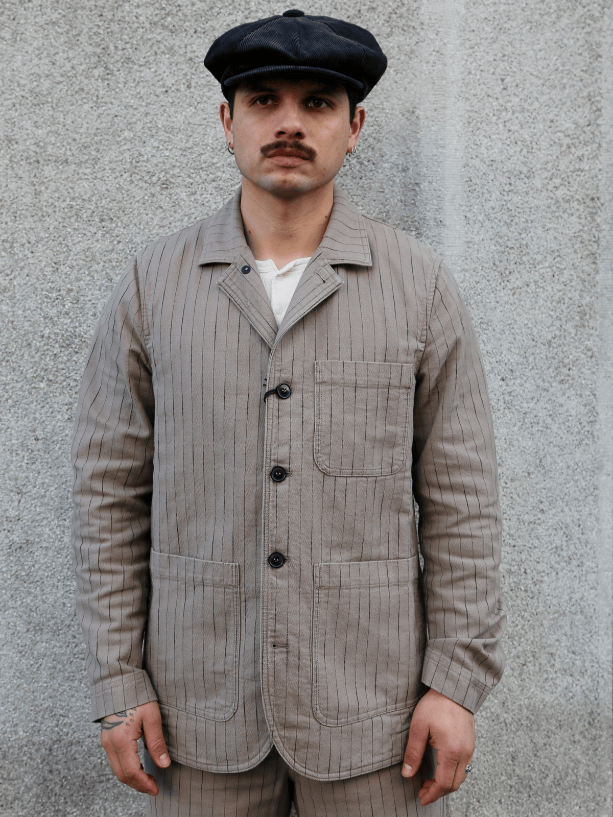 Hansen Garments JOSUF Workwear Blazer – Beige Herringbone Pin (31-57-5)