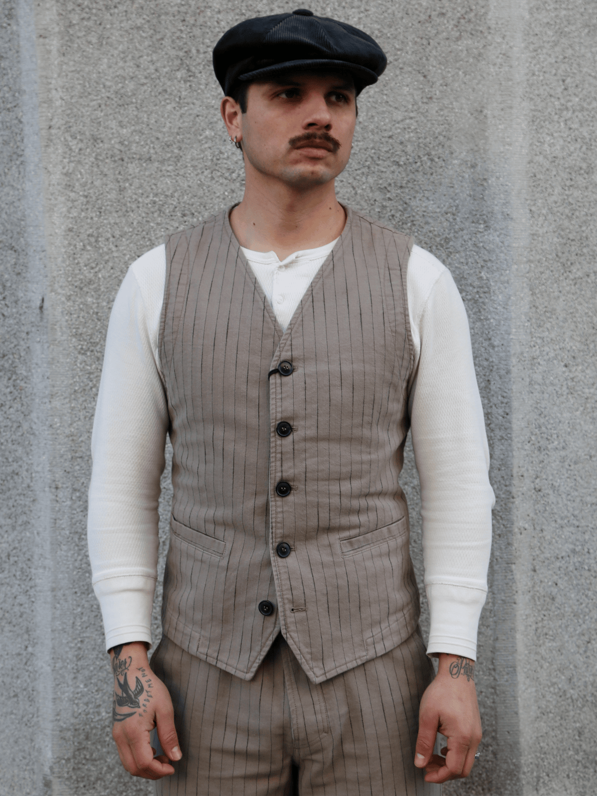 Hansen Garments KNUD Casual Waistcoat – Beige Herringbone (31-57-5)