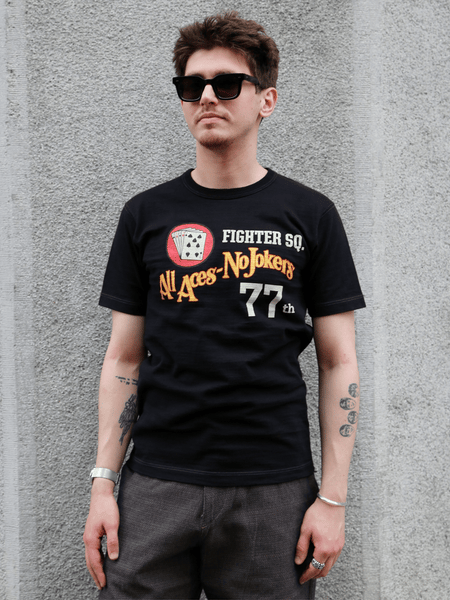 Buzz Rickson's Slub Yarn T-Shirt 77th Fighter Sq. – Black (BR79728-119)