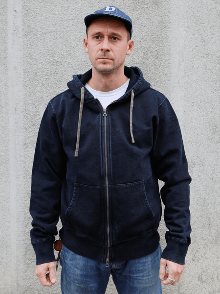 Samurai Jeans Heavyweight Hoodie – Natural Indigo/Kakishibu (SIS25-102)