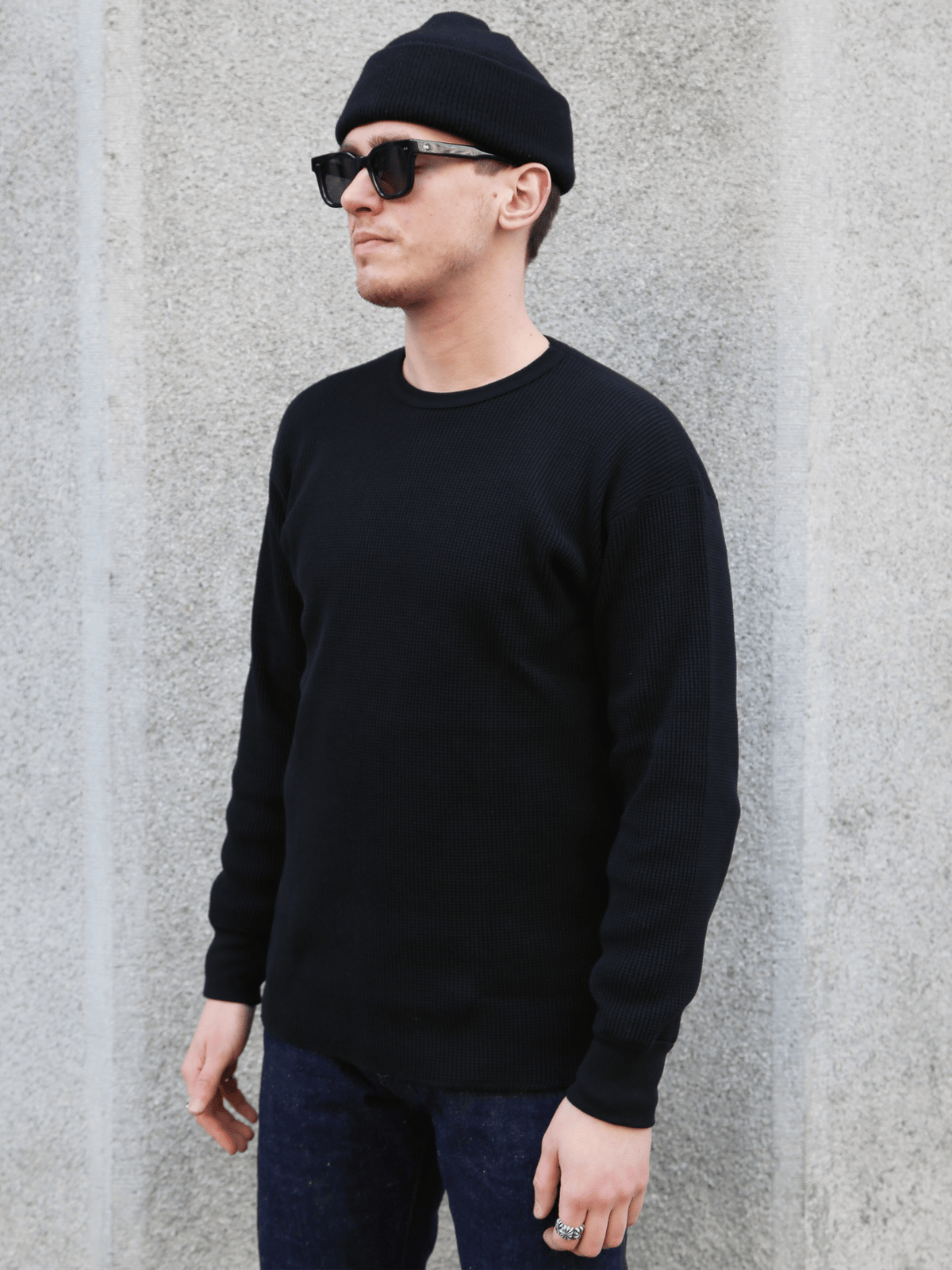The Real McCOY's Ball Park Waffle Thermal Shirt – Black (MC25103-030)