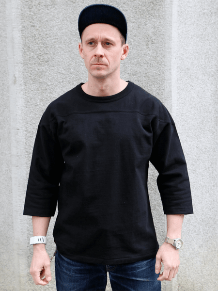 The Real McCOY's Heavy Cotton Football Tee – Black (MC25019)
