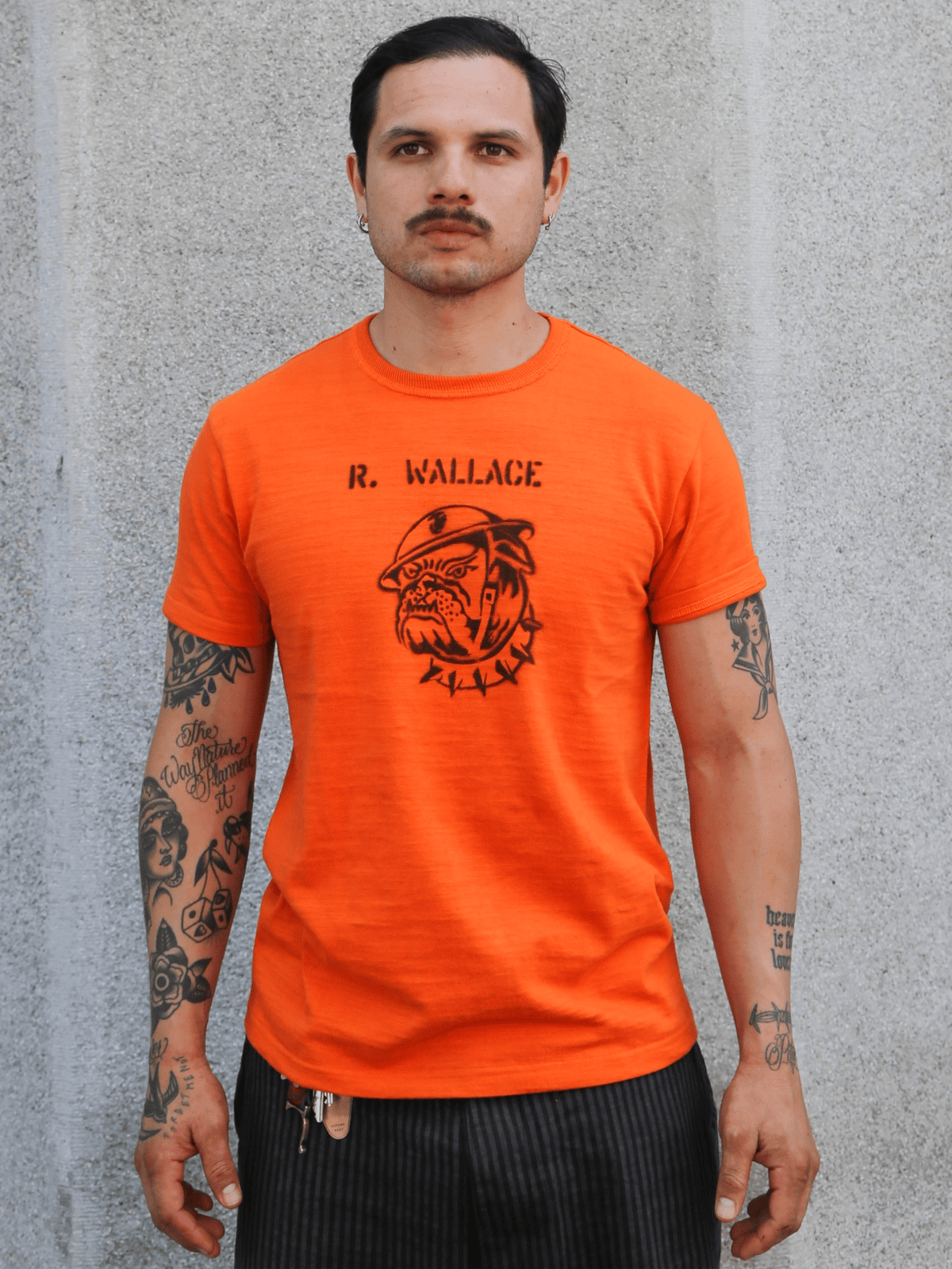 The Real McCOY's Athletic T-Shirt Devil Dog Stencil – Orange (MC26031-070)