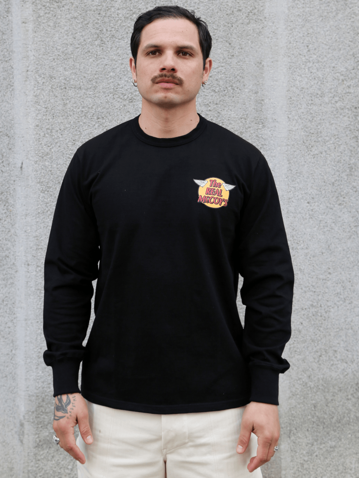 The Real McCoy's Logo Tee L/S – Black (MC24003-030)