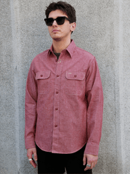 Sugar Cane Chambray Work Shirt – Red (SC29682-461)
