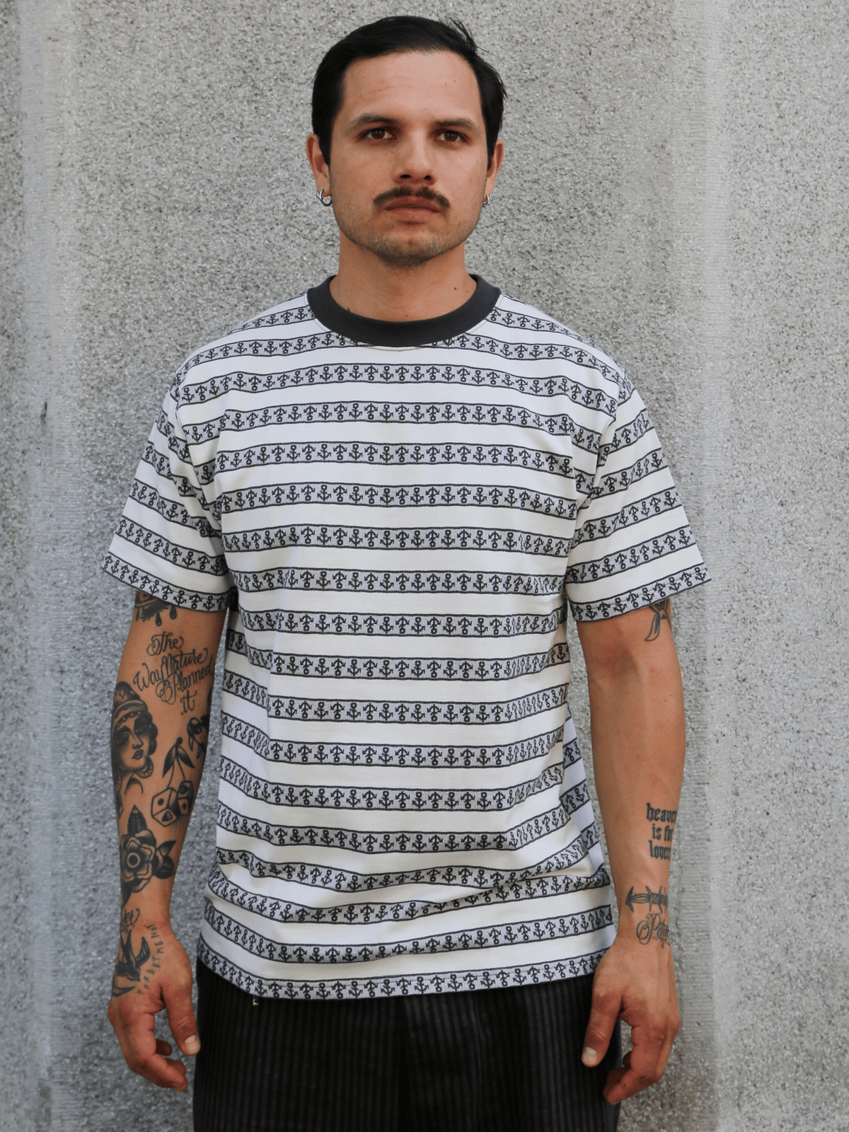 The Real McCOY's Military Jacquard Anchor Tee – Gray (MC26006-020)