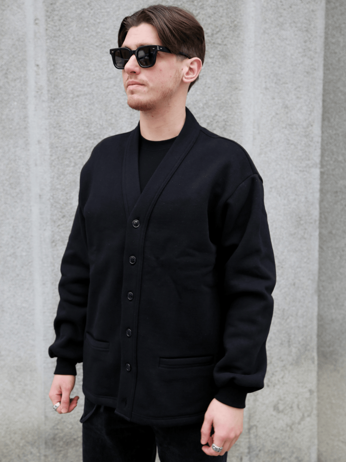 The Real McCOY's 10 oz. Loopwheel Sweatshirt Cardigan – Black (MC25115-030)