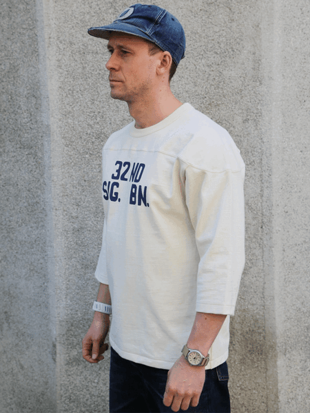 The Real McCOY's Heavy Cotton Football Tee / 32nd Sig. – Ecru (MC25020)