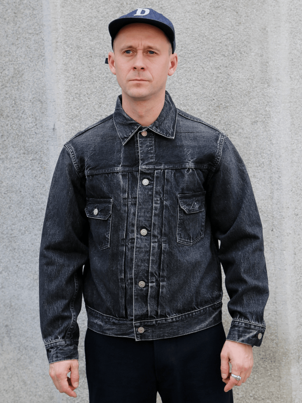 Buzz Ricksons 14,25oz Black Denim Jacket 1953 Aged Model – Hard Washed (SC15650H-419)