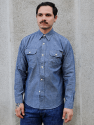 Sugar Cane LS Work Shirt Chambray – Indigo (SC27850)