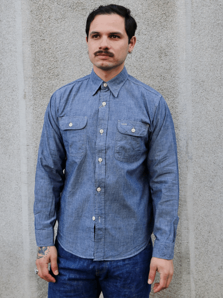 Sugar Cane LS Work Shirt Chambray – Indigo (SC27850)