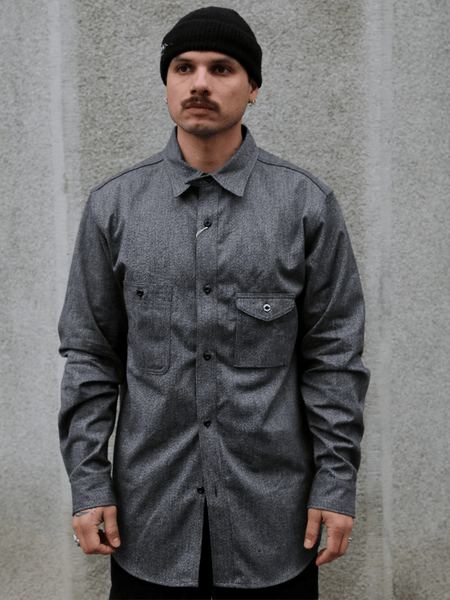 The Real McCOY's 8HU Cigarette Pocket Mock-Twist Chambray Work Shirt – Black (MS25109-030)