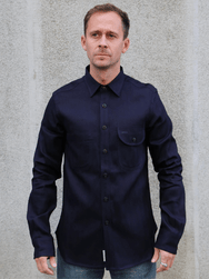 Blue Blanket Italian Herringbone Straight Cut Shirt – Indigo (S05 IT32)
