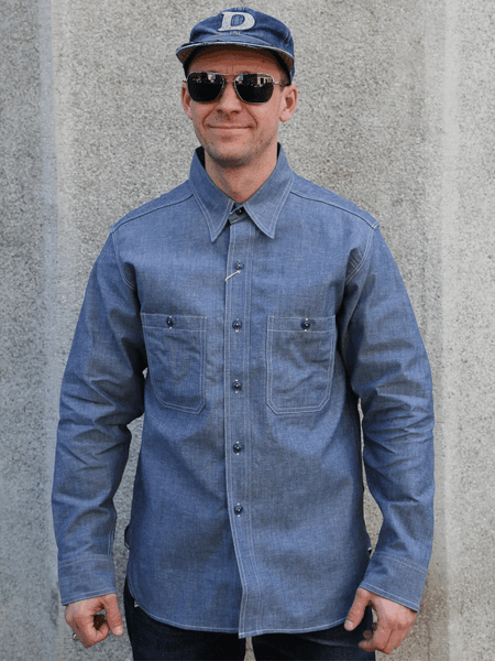 The Real McCOY's U.S. Navy Chambray Shirt LS (Modify) – Light Blue (MS25003)