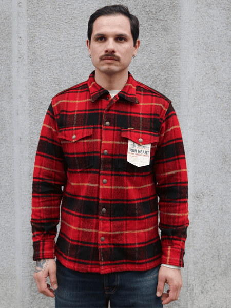 Iron Heart Heavy Flannel Rider’s Overshirt – Red (IHSH-433-RED)