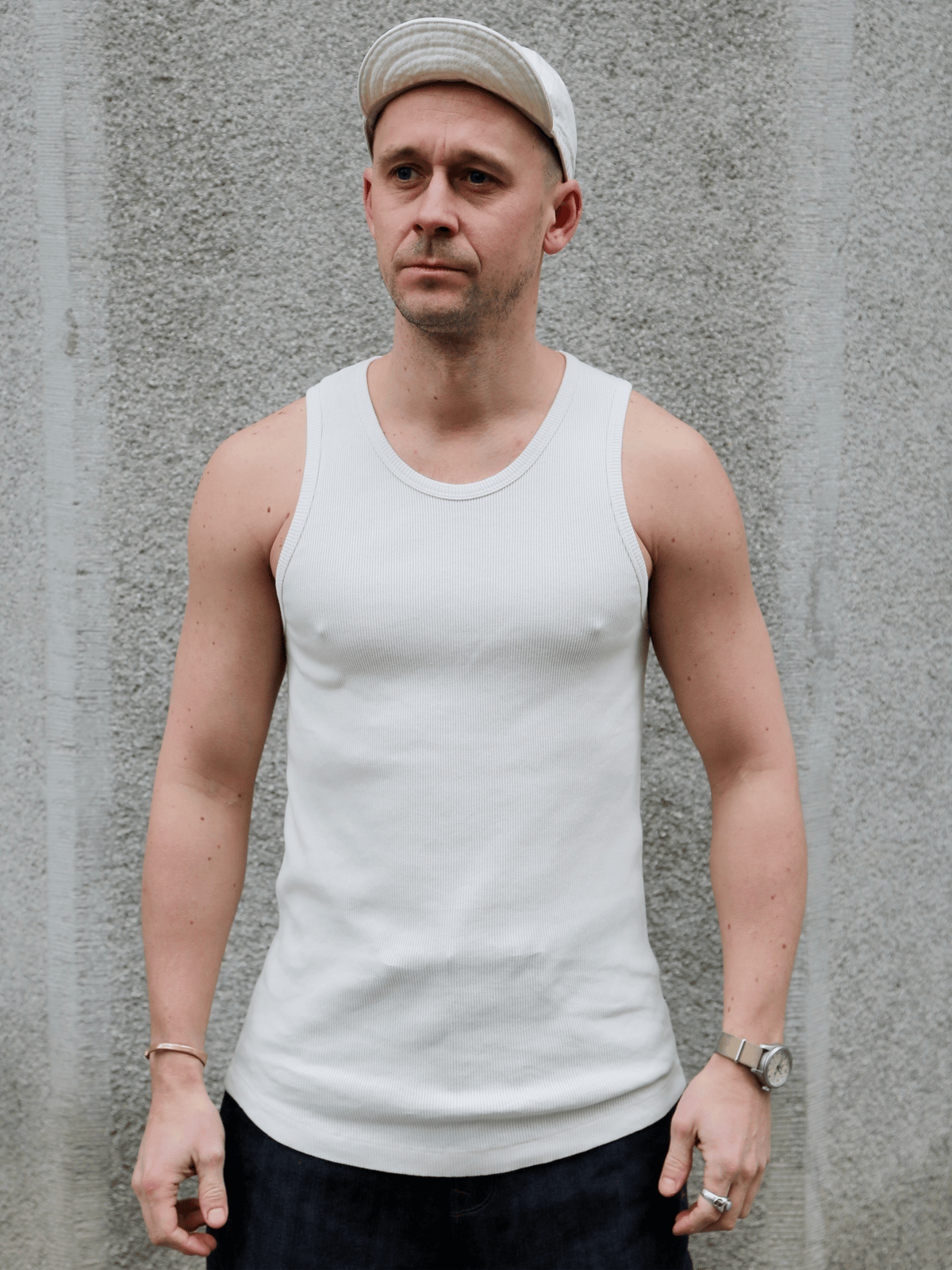 Indigofera Frank Cotton Rib Tank Top – Cocatoo White (4550-166-10)