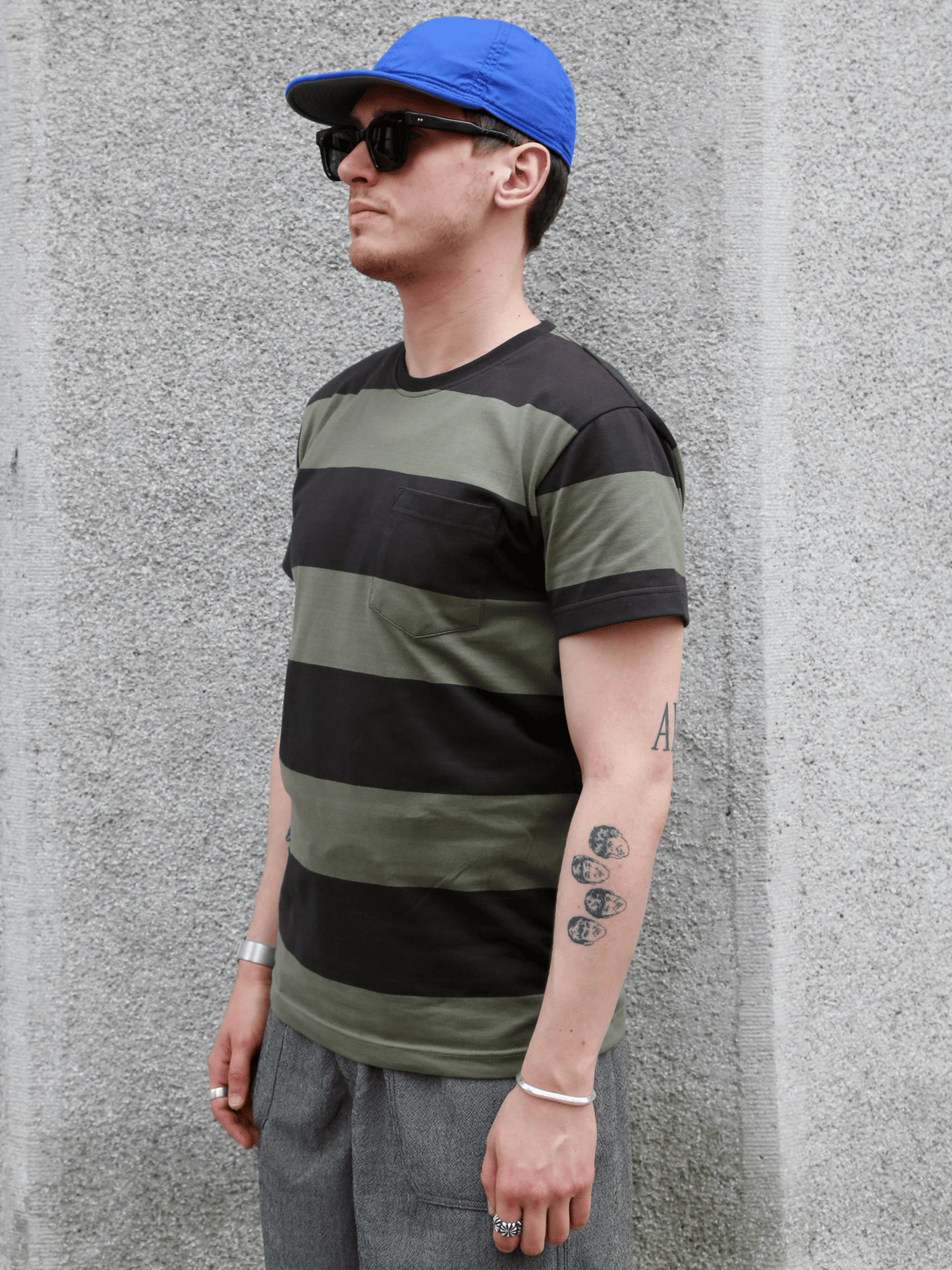 Indigofera Wilson Stripe Jersey – Charcoal/Green (401-1002-019)