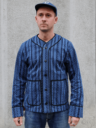 Samurai Jeans Baseball Shirt Liner – Indigo Stripe (SJCJK25-LNR)