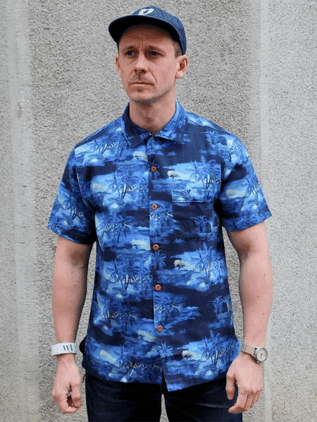 Nudie Jeans Arvid Pearls Hawaii Shirt – Blueberry (140878)