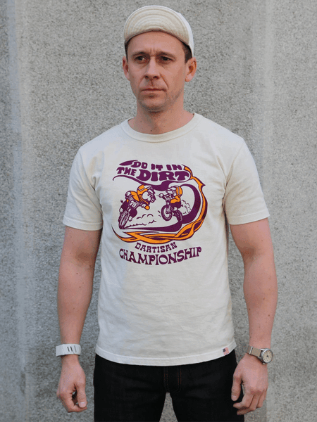 Studio d'Artisan Cotton Print T-Shirt Championship – Ivory (8163A)