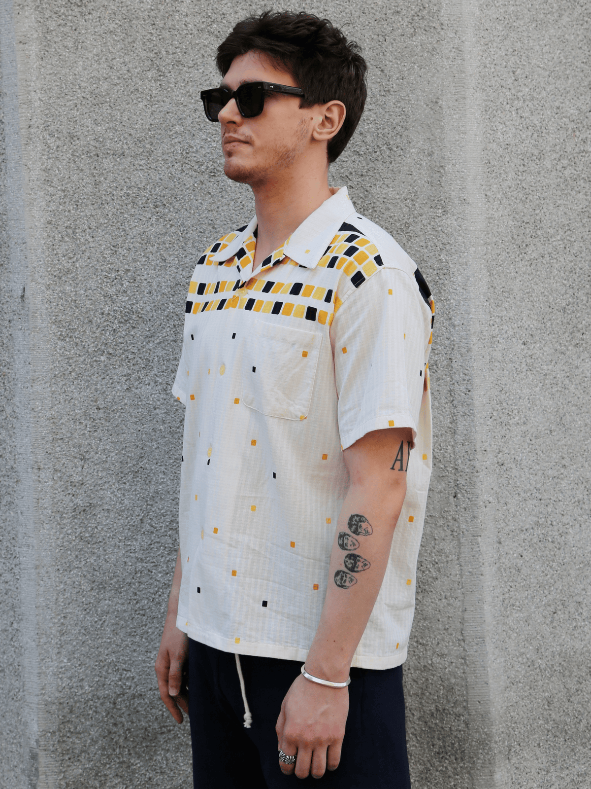 Sugar Cane Star of Holywood Dobby Cotton Open Shirt “Square” – Yellow (SH39717-155)