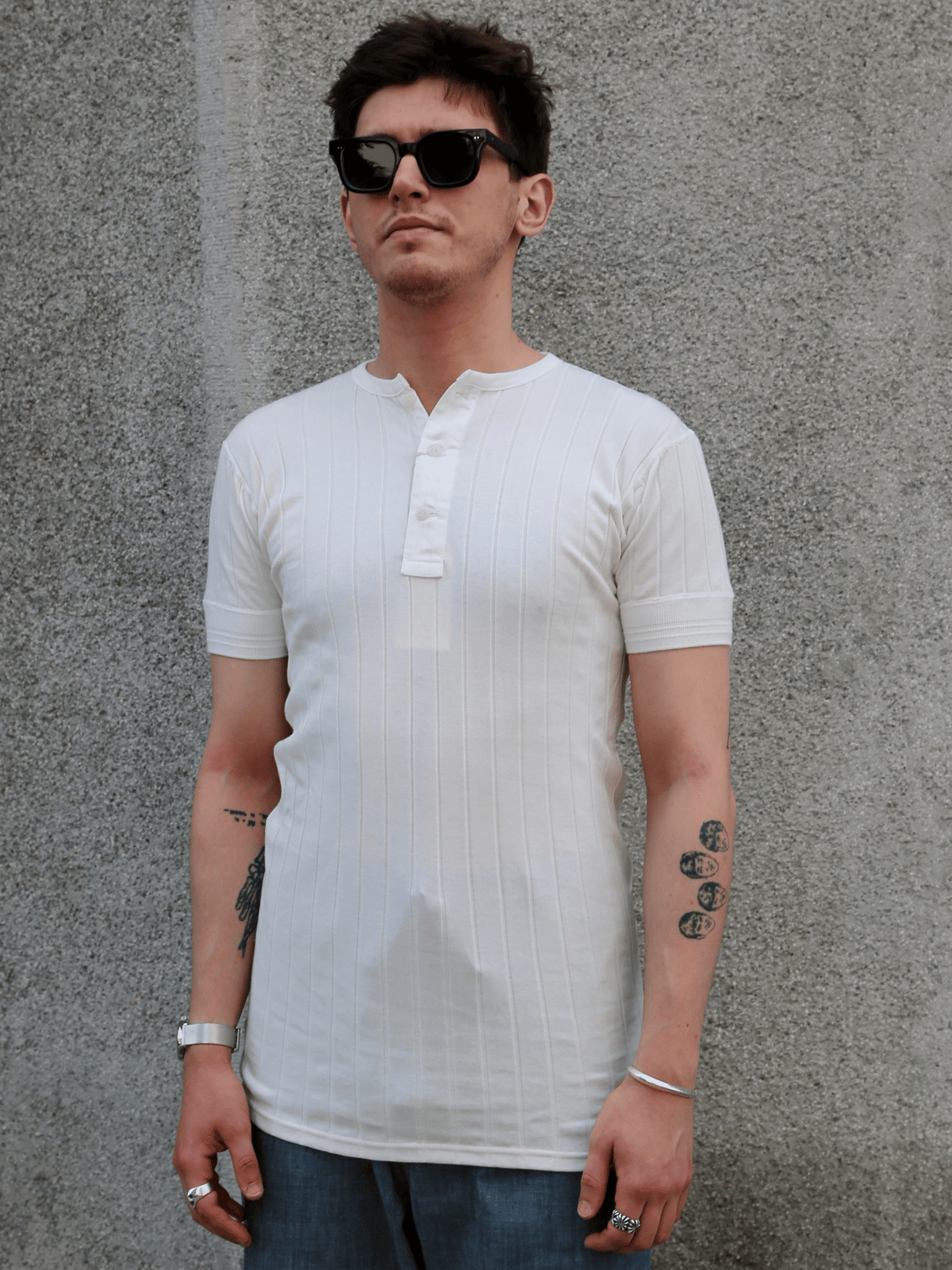 Belafonte Ragtime Rib Under Banded Tee – White (BF-19-60)