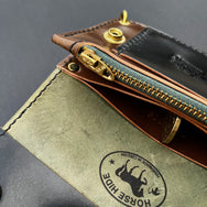 KRYSL GOODS HANDMADE LARGE HORWEEN SHELL CORDOVAN TRUCKER WALLET VZ.59 BLACK