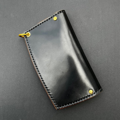 KRYSL GOODS HANDMADE LARGE HORWEEN SHELL CORDOVAN TRUCKER WALLET VZ.59 BLACK