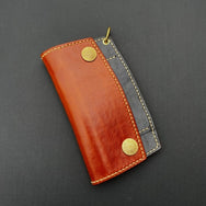 Krysl Goods Handmade Large Horsehide Leather Trucker Wallet VZ.59 Saddle Tan/Black