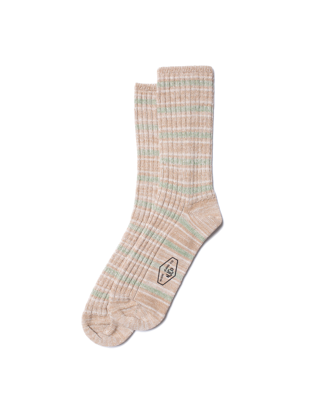 Nudie Jeans Chunky Socks / Allover Stripe - Beigemelange