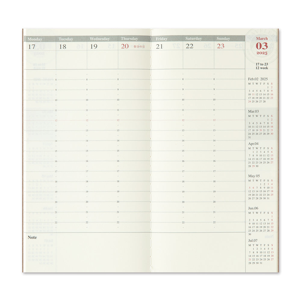 Traveler's Notebook Refill 2025 Weekly Vertical Diary Regular Size