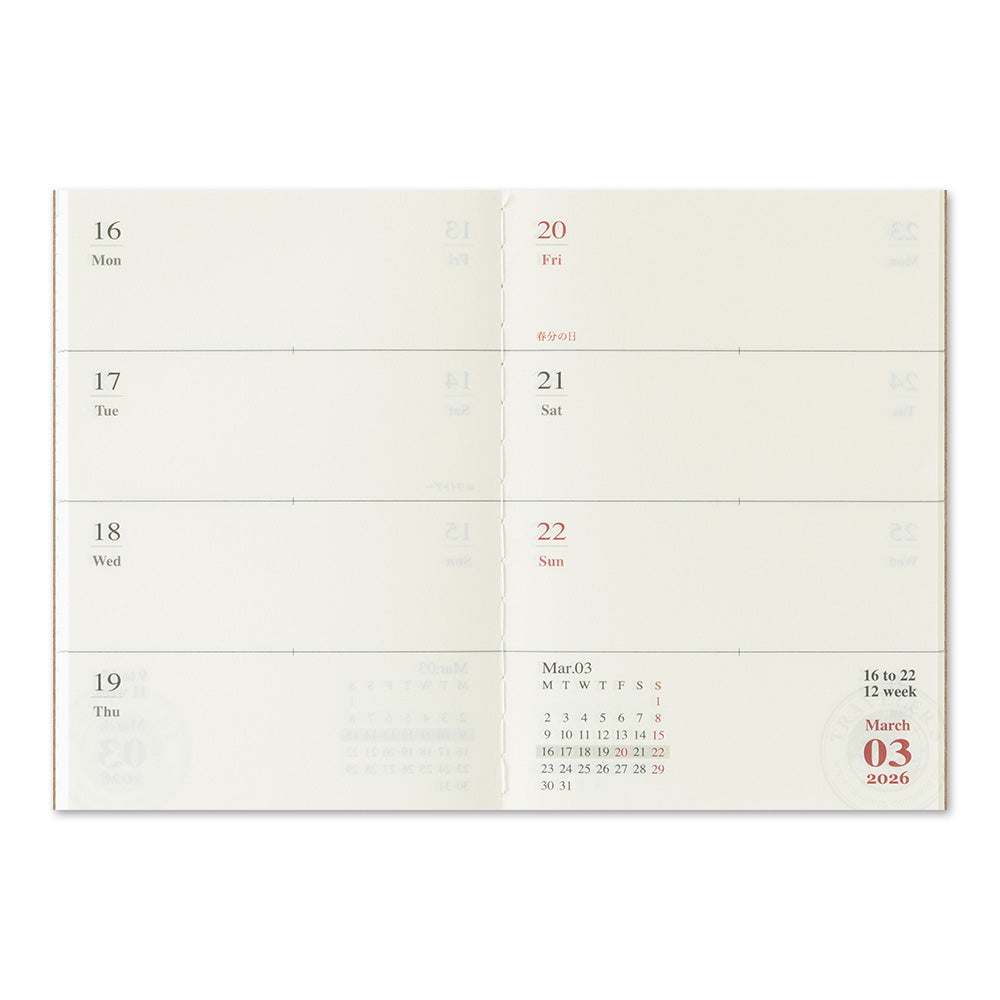 Traveler’s Notebook Weekly Refill 2026 – Passport Size